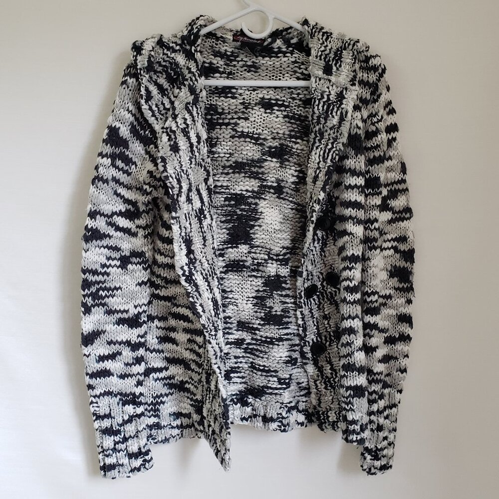 TAKEOUT Knit Double Breasted Button Cardigan Sweater Marled Knit Lg.